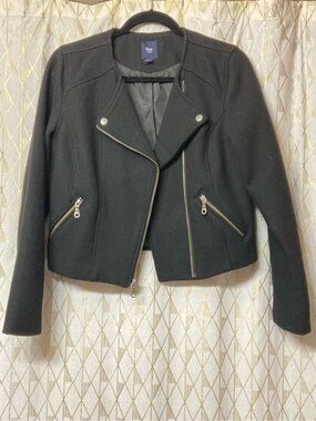 GAP Black Cropped Women's Moto Jacket